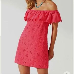 NWT Tommy Bahama Coral Harbour Eyelet On/Off Shoulder Swim Coverup Dress